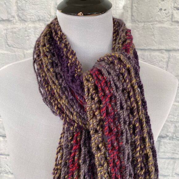 Women’s OS multi color loose knit scarf 87”x8” - Picture 2 of 5